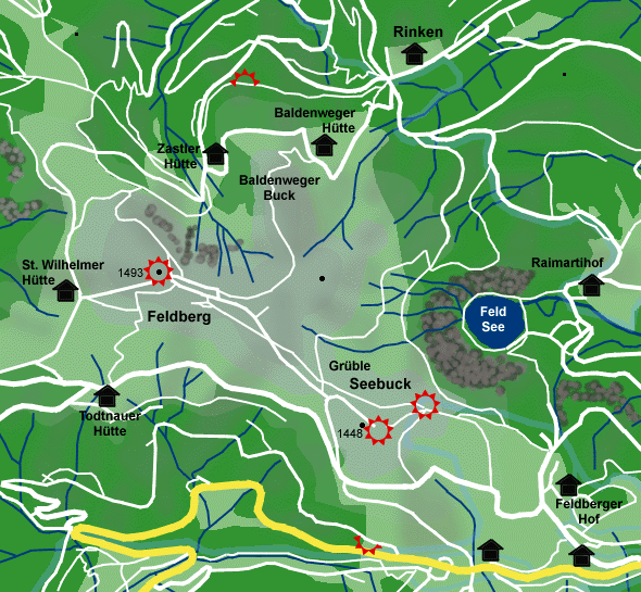 Feldberg-Karte mit Feldberg, Seebuck, Feldsee, Htten